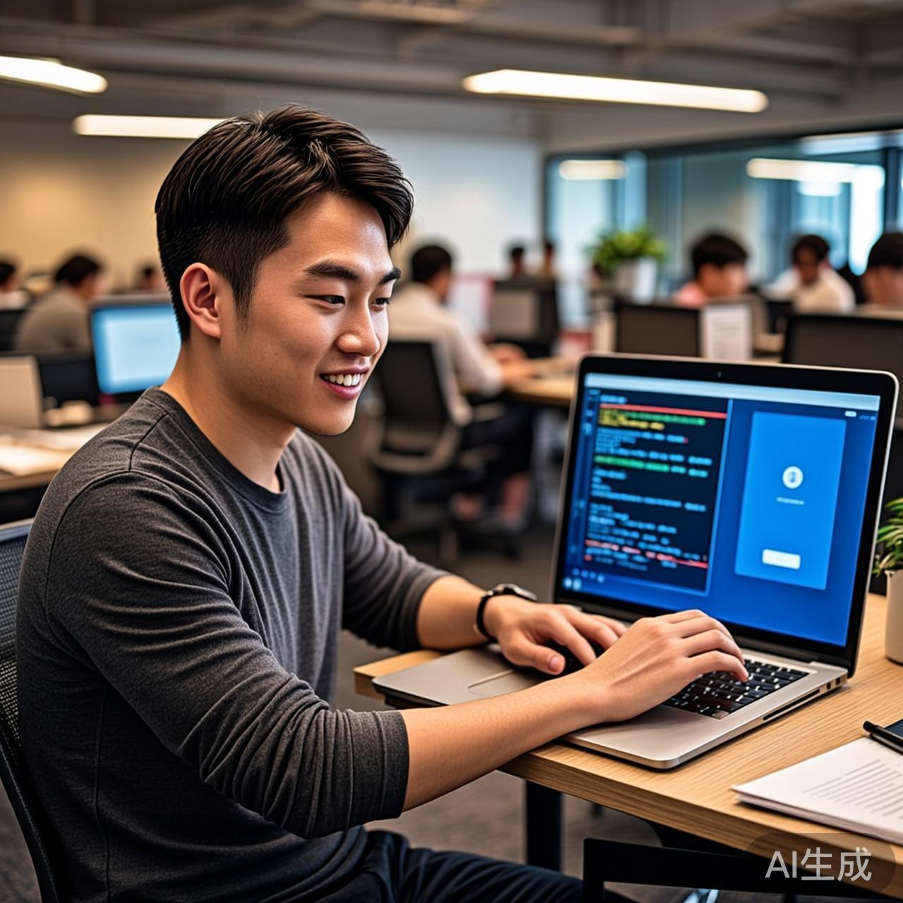 程序员在开放式办公区工作