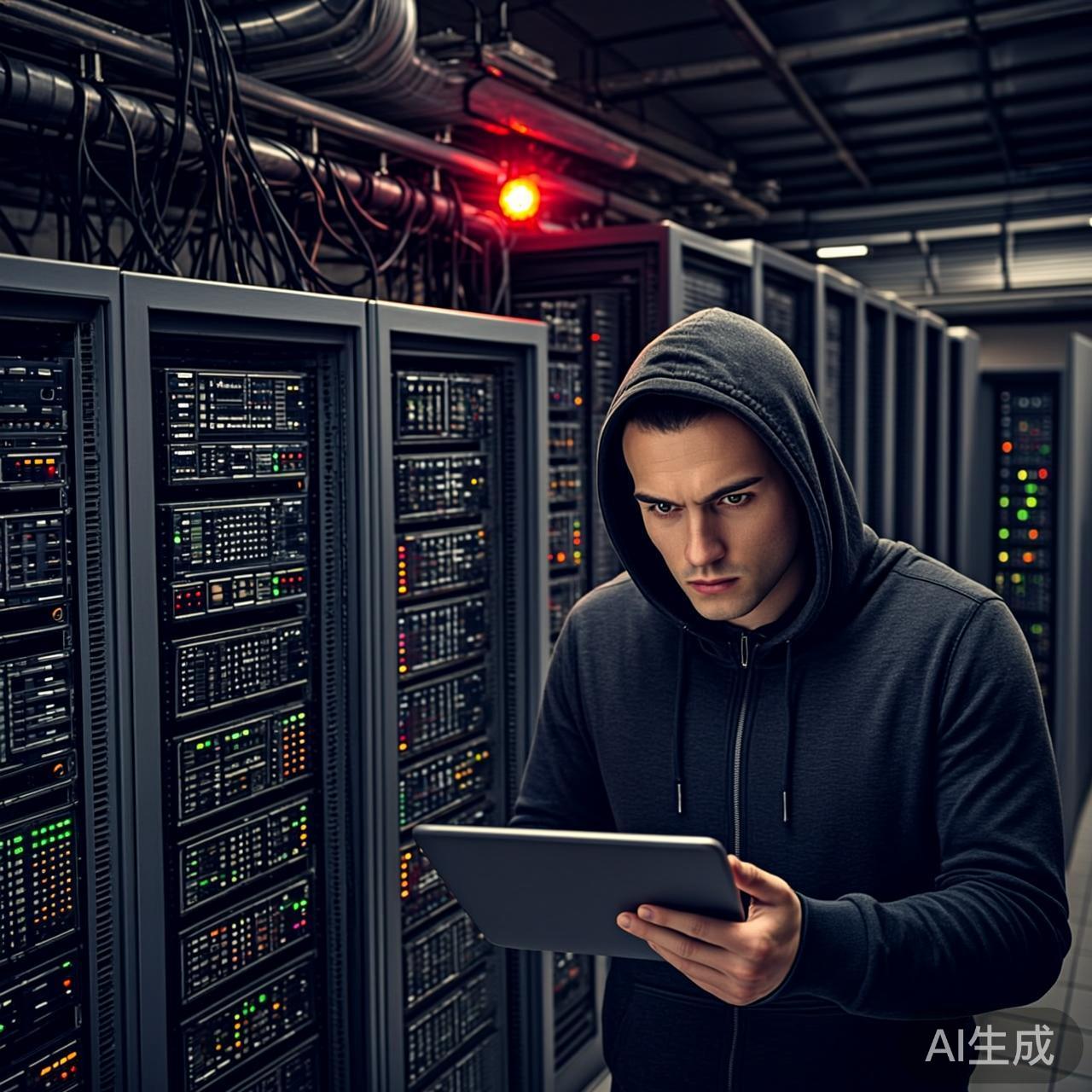 服务器机房一个人在排查故障