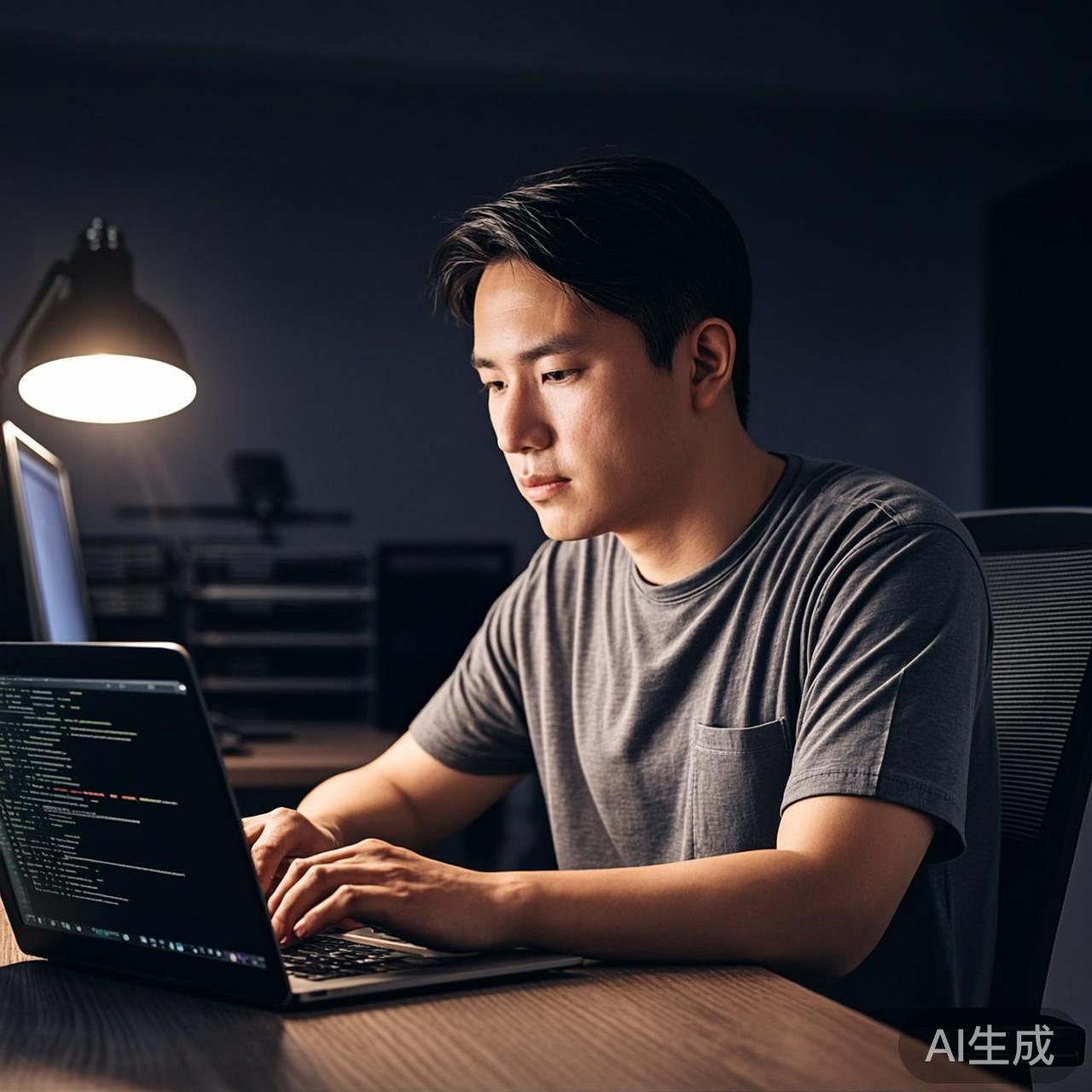 程序员深夜审查AI代码