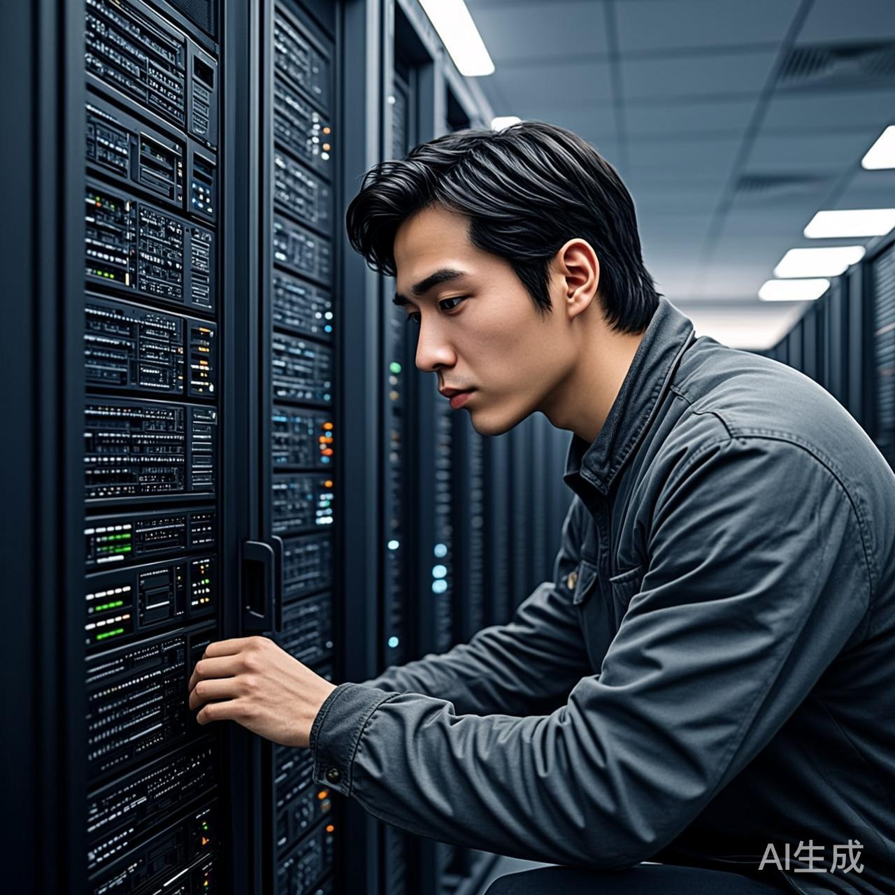 程序员在搜索服务器前工作