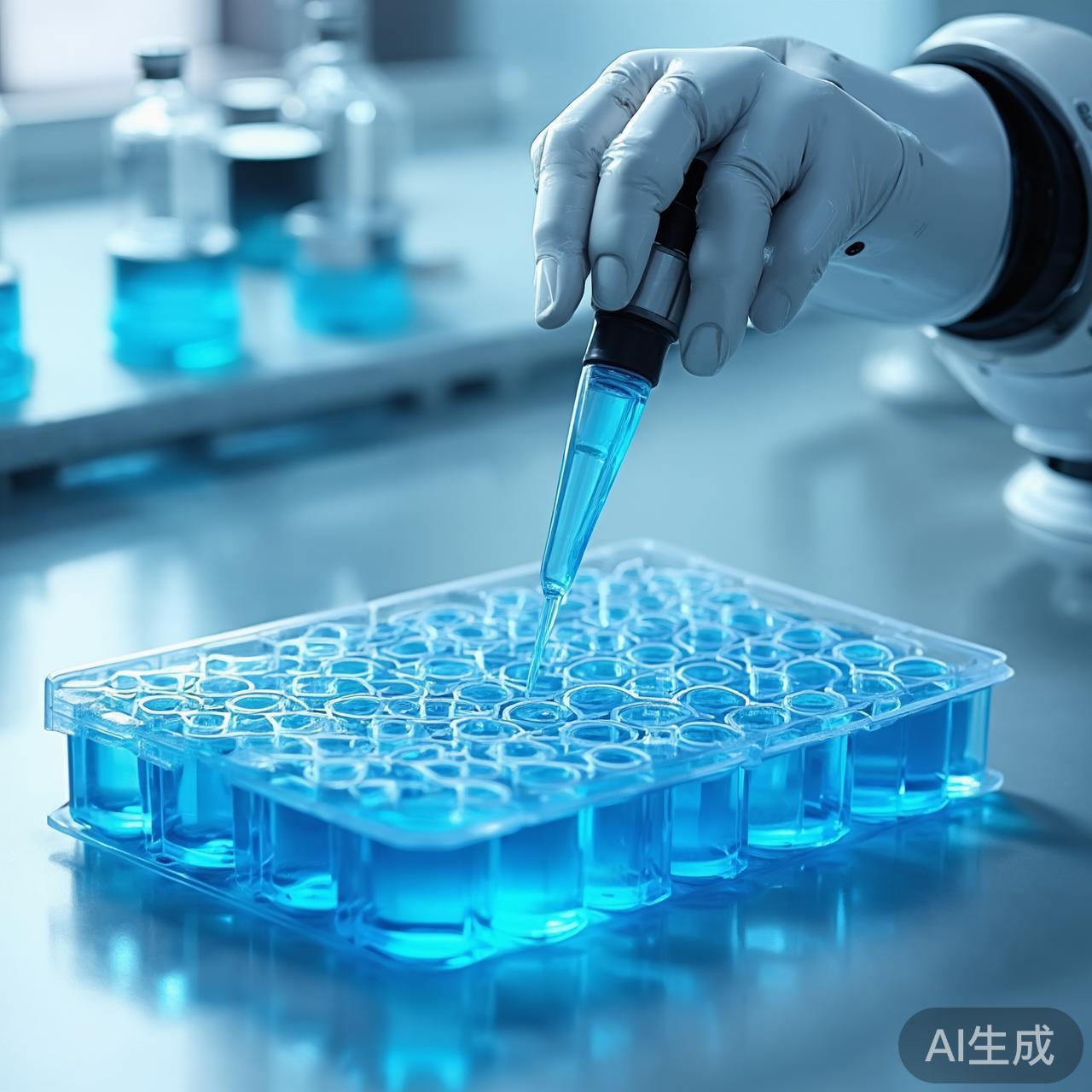 自主实验室机器人正在操作实验