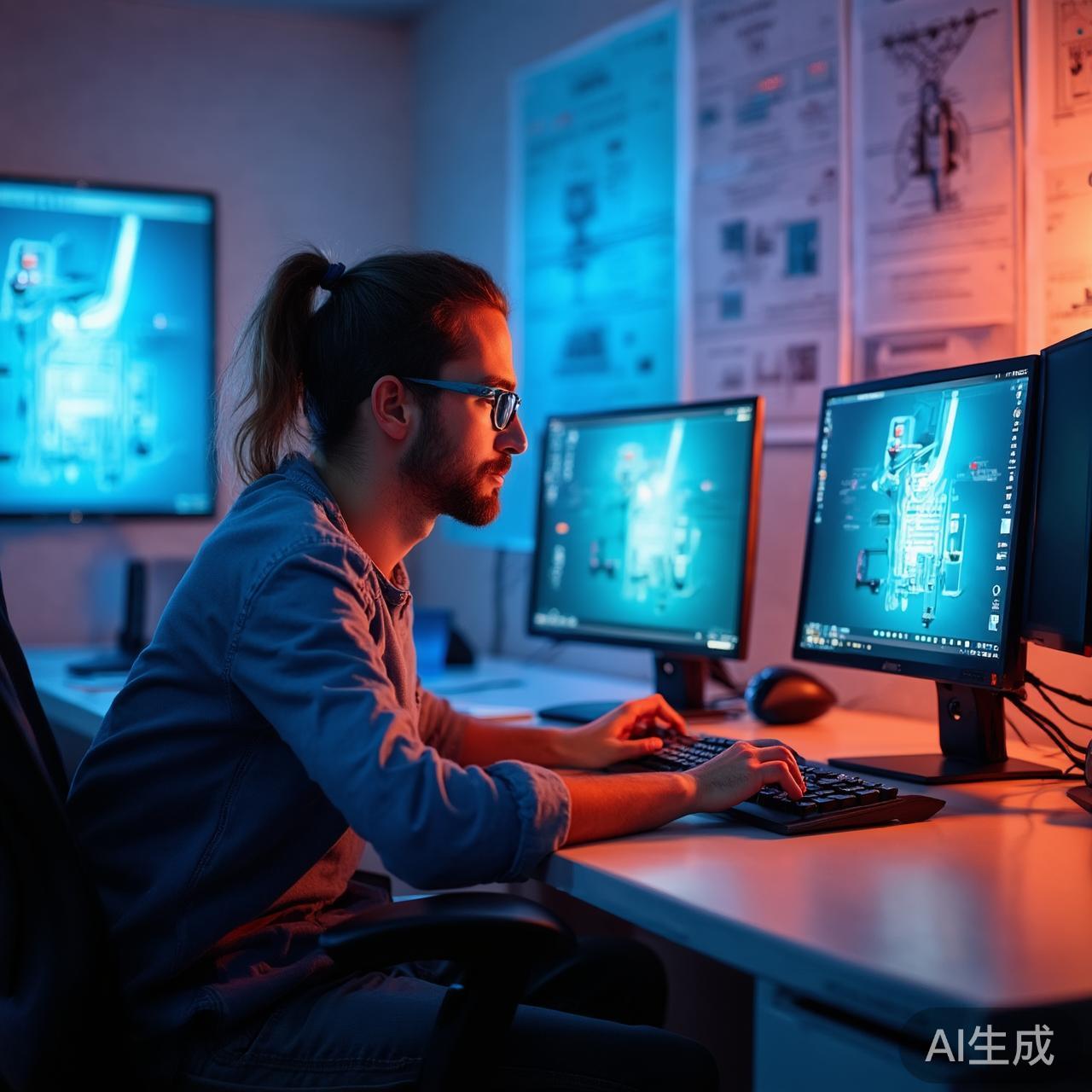 科学家在监控室远程操作实验室