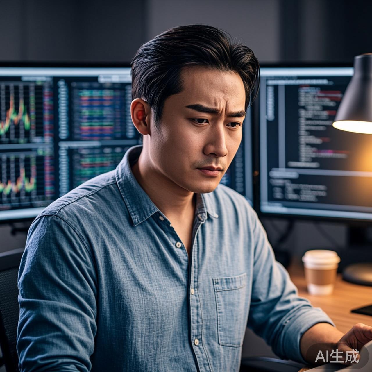 程序员在监控屏幕前观察数据流