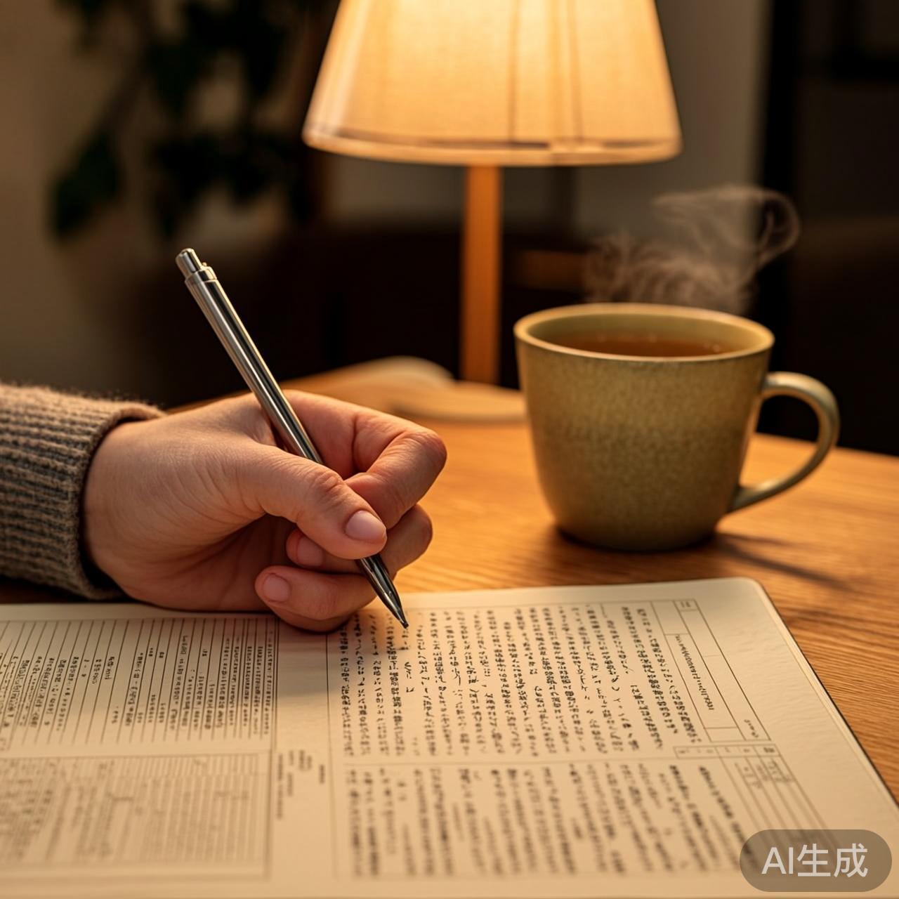 记录情绪瞬间的手账本特写