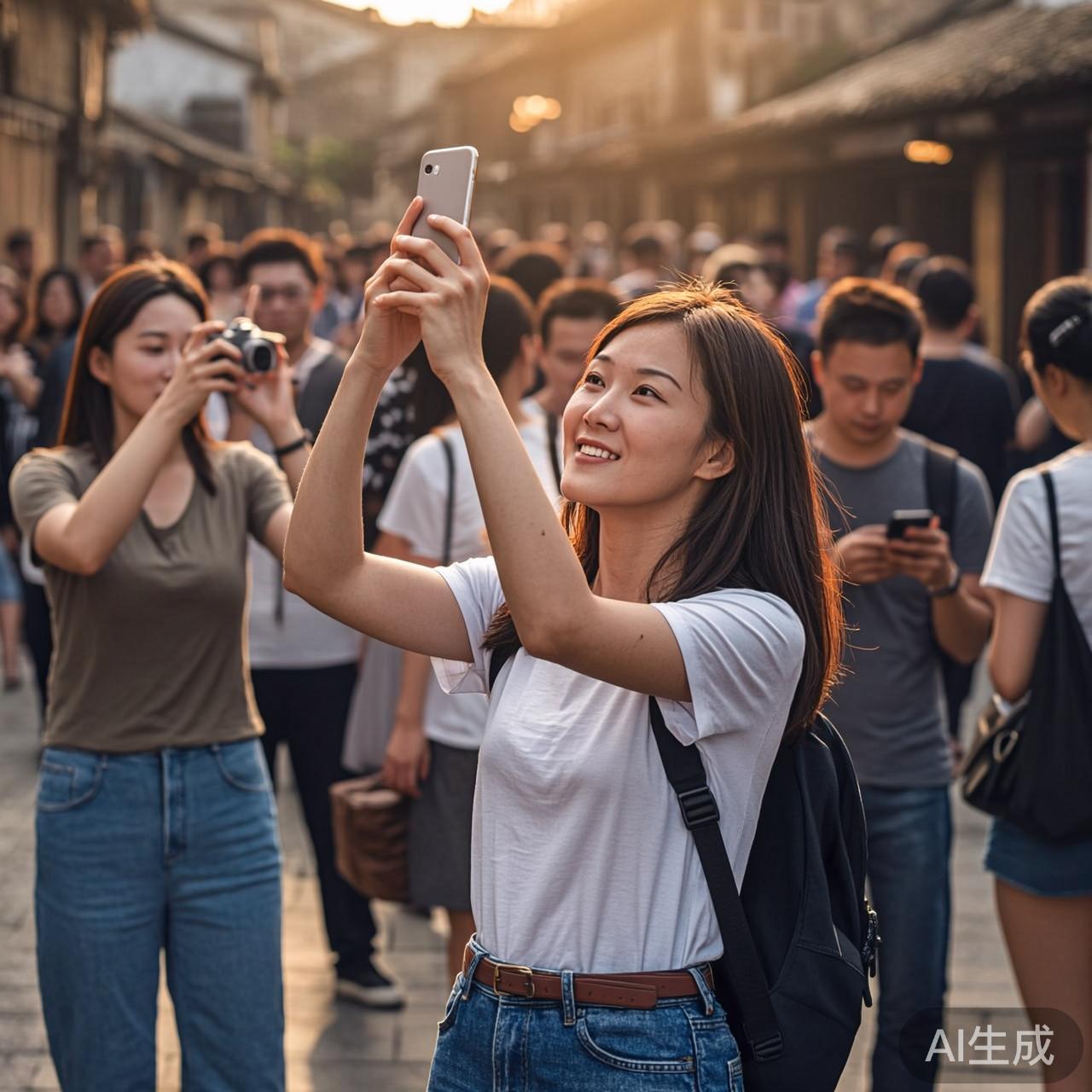 人们在景区拍照
