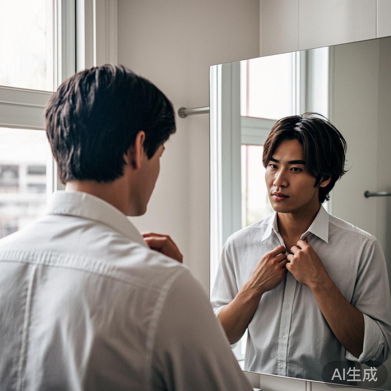 清晨地铁窗边的陌生人