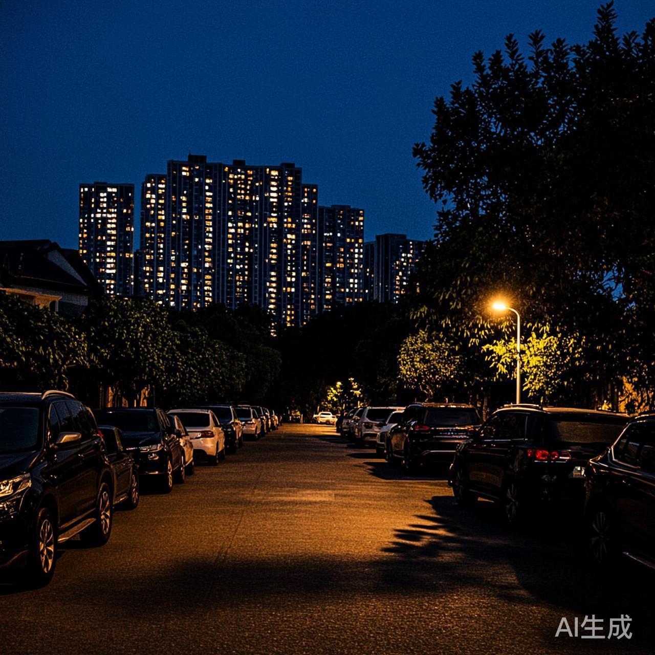 夜间安静住宅区停车